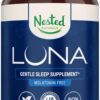 Botella de cápsulas veganas Luna para apoyo natural al sueño