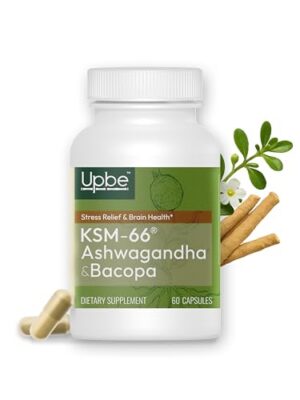 Botella de cápsulas veganas Upbe para apoyo de ánimo y estrés