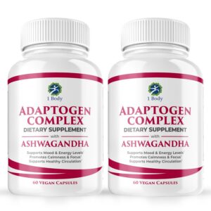 Botella de cápsulas veganas Ashwagandha 1 Body para energía y enfoque