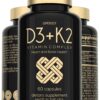 Botella de cápsulas Vitamin D3 K2