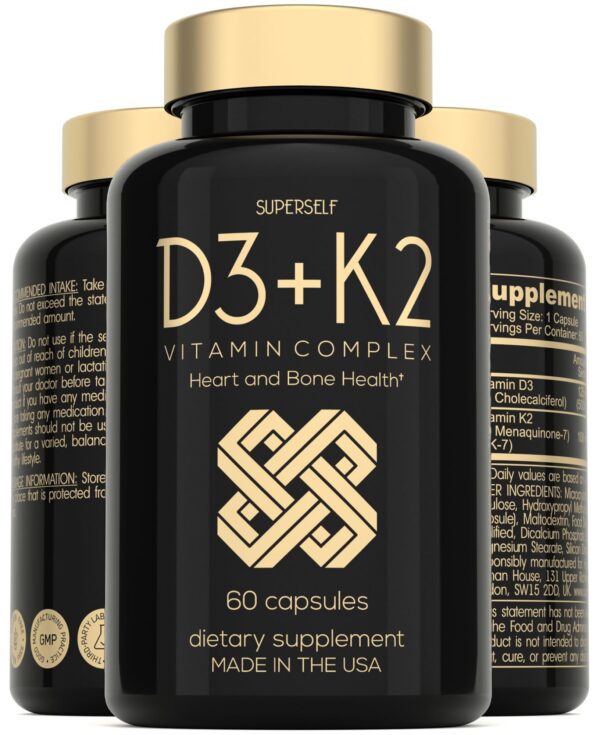 Botella de cápsulas Vitamin D3 K2