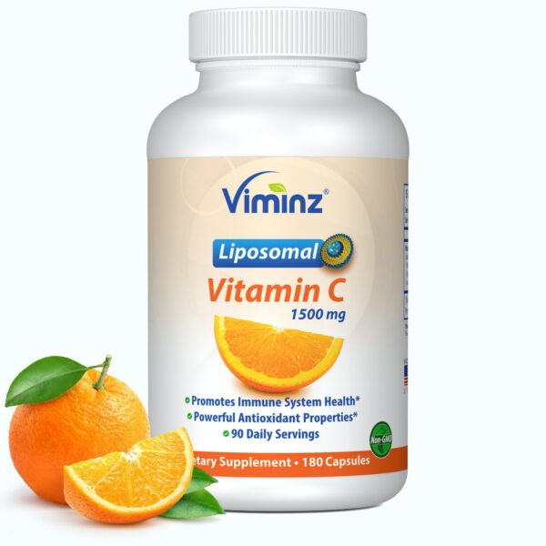 Botella cápsulas vitamina C liposomal 1500 mg Viminz 180 unidades