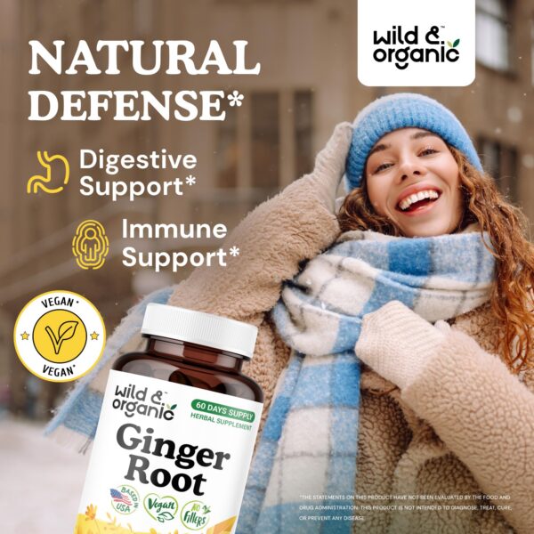 Botella de cápsulas Wild & Organic raíz de jengibre