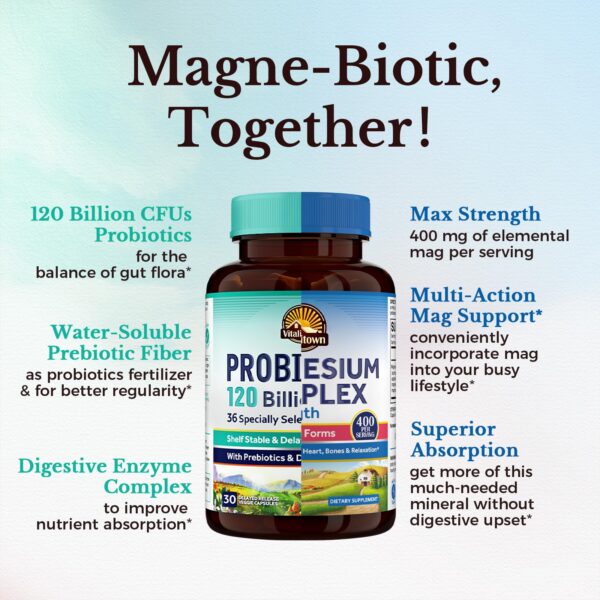 Botella complejo magnesio Vitalitown 6 en 1 120 cápsulas