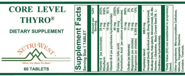 Botella Core Level Thyro Nutri-West suplemento tiroideo