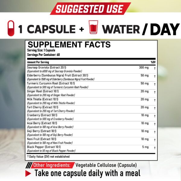 Version 1.0.0 Botella DEDICAD cápsulas graviola extractos naturales