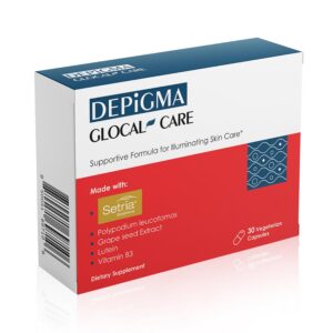 Version 1.0.0 Botella de Depigma GlocalCare suplemento para manchas oscuras en piel