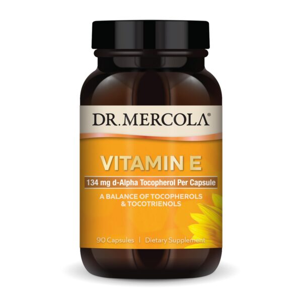 Botella Dr Mercola vitamina E 90 cápsulas No OGM