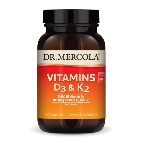 Version 1.0.0 Botella Dr Mercola Vitaminas D3 y K2 90 cápsulas apoyo inmunológico