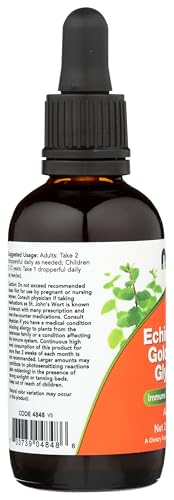 Botella de equinácea y sello de oro vista lateral