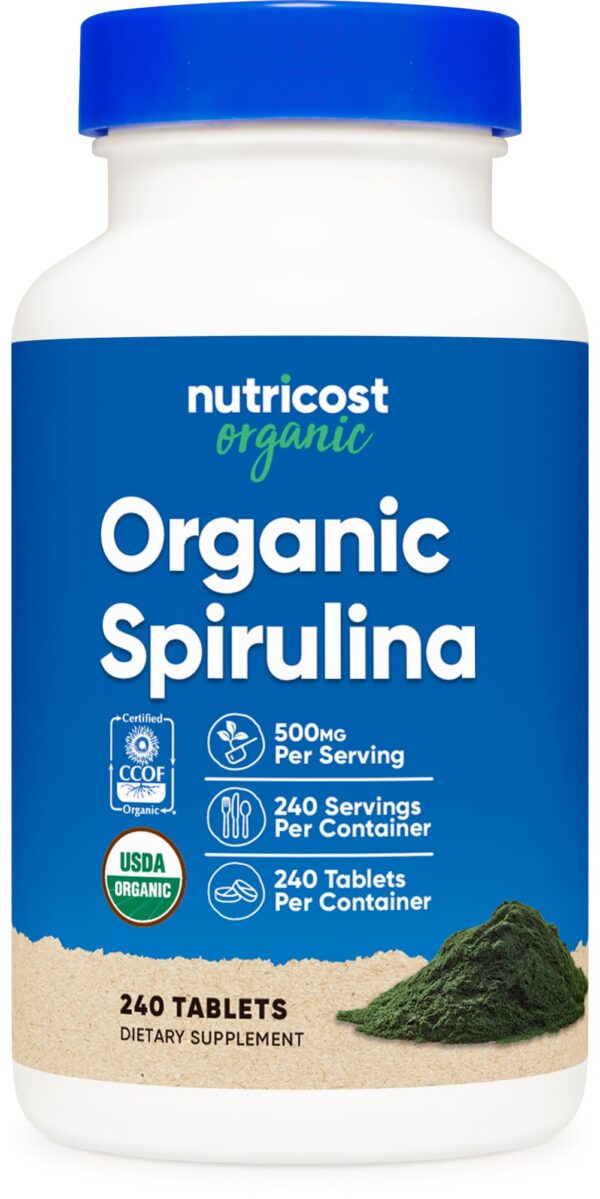 Botella espirulina orgánica Nutricost 240 tabletas