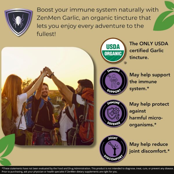 Botella extracto de ajo vegano Zenmen apoyo inmunológico