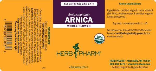 Botella de extracto de árnica para uso externo Herb Pharm