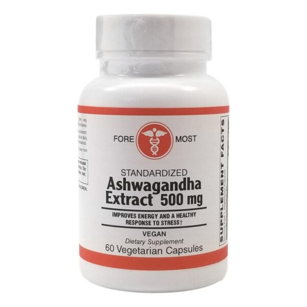 Botella de extracto de Ashwagandha 60 cápsulas vegetarianas