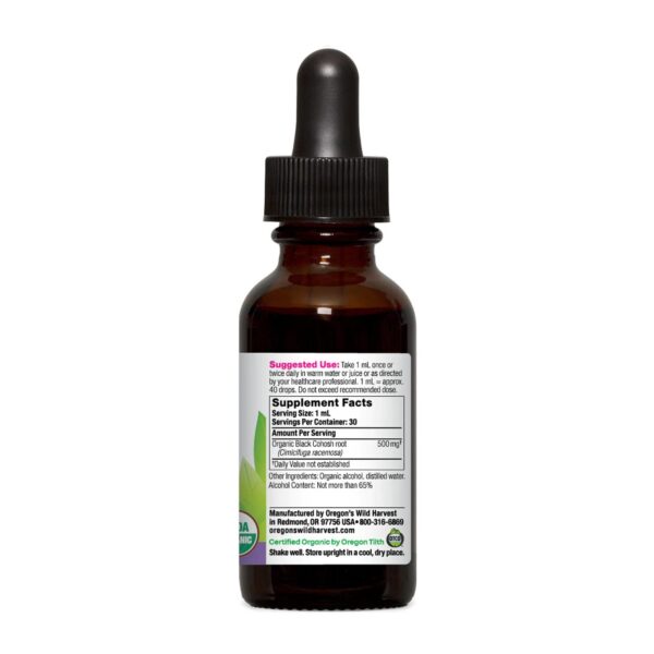 Botella de extracto de cohosh negro certificada USDA