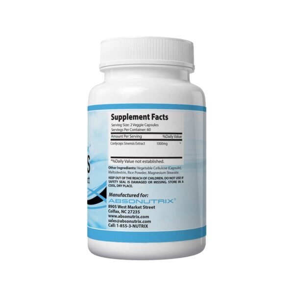 Botella de Extracto de Cordyceps Sinensis mostrada de cerca