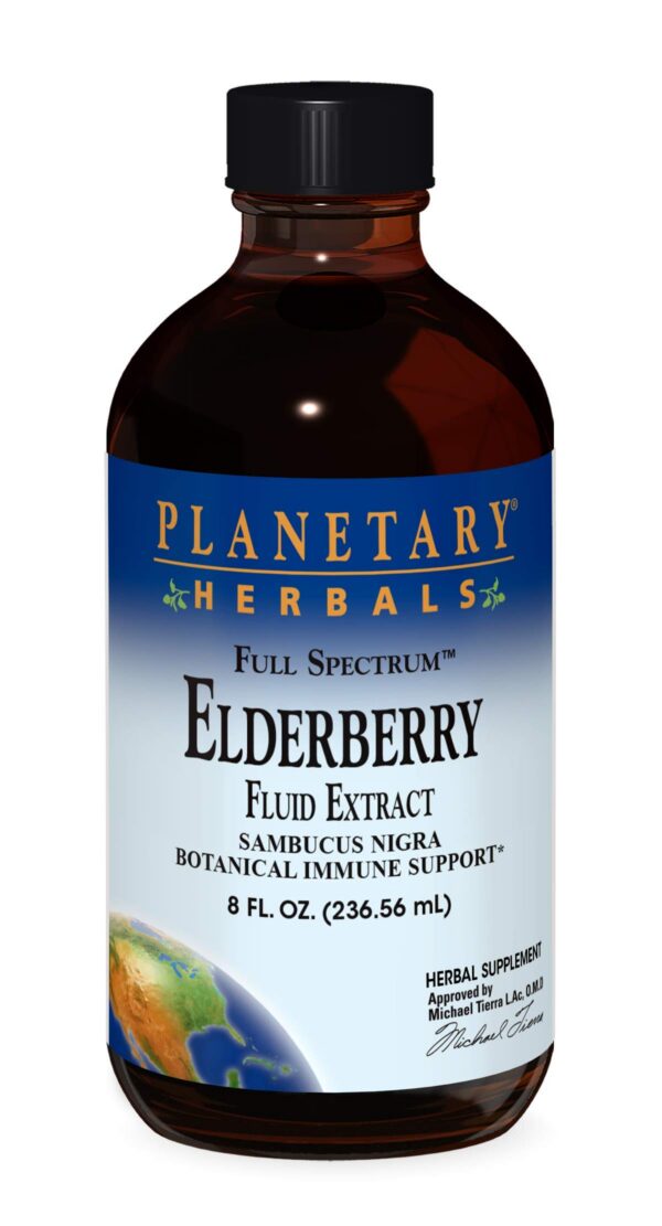 Botella de extracto fluido completo de elderberry 8 oz Planetary Herbals