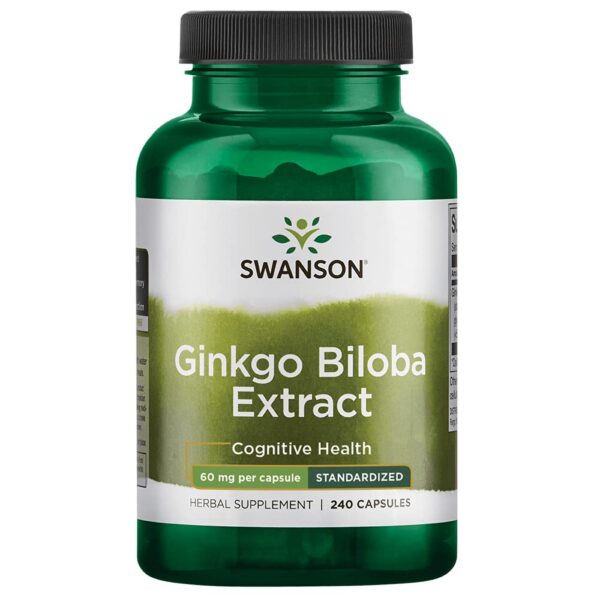 Botella extracto ginkgo biloba swanson 24% 60mg 240 cápsulas