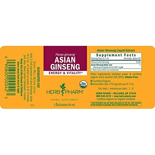 Botella extracto de ginseng panax orgánico Herb Pharm