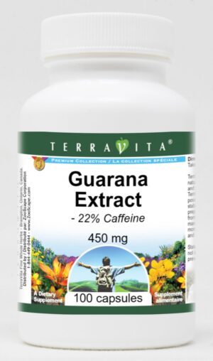 Botella botella de extracto de guaraná 450 mg 22% cafeína