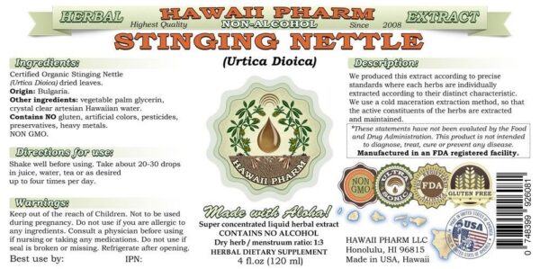 Version 1.0.0 Botella extracto herbal ortiga natural sin alcohol Hawaii Pharm