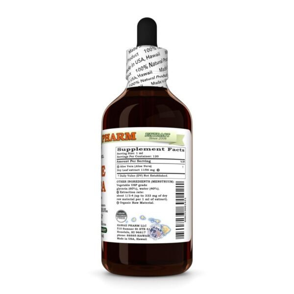 Version 1.0.0 Botella de extracto de hoja seca de Aloe Vera vegano y orgánico