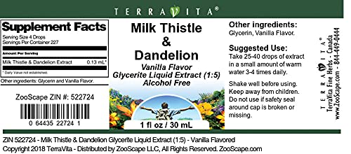 Version 1.0.0 Botella extracto líquido cardo mariano y diente de león sabor vainilla
