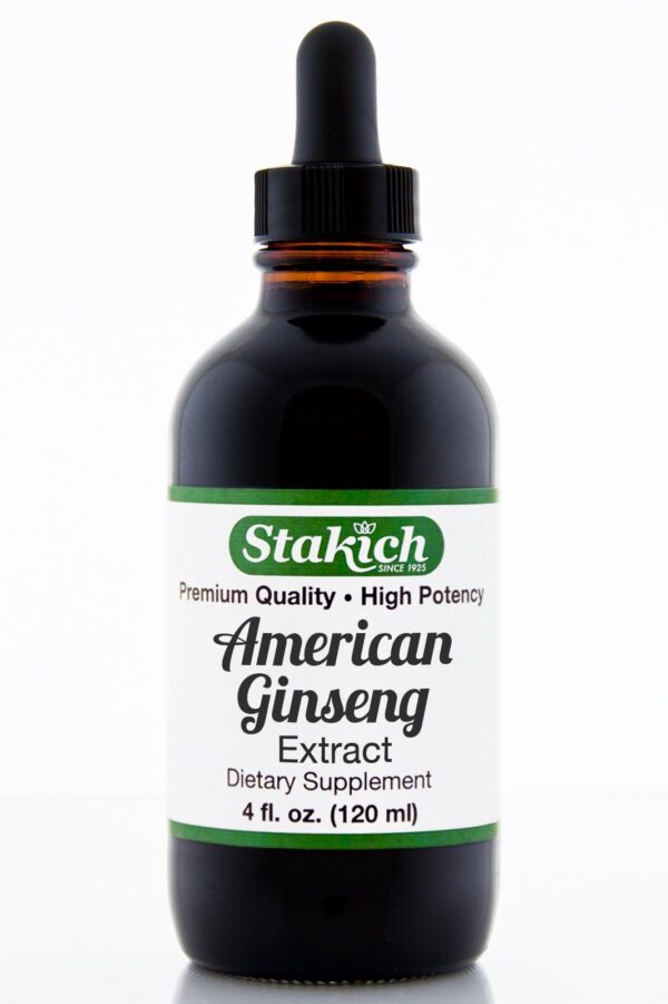 Botella de extracto líquido de Ginseng Americano Stakich 4 oz