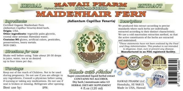 Botella de extracto líquido Helecho Venus Hawaii Pharm frontal