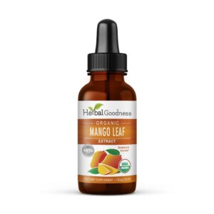 Botella de extracto líquido hoja de mango Herbal Goodness 1 oz