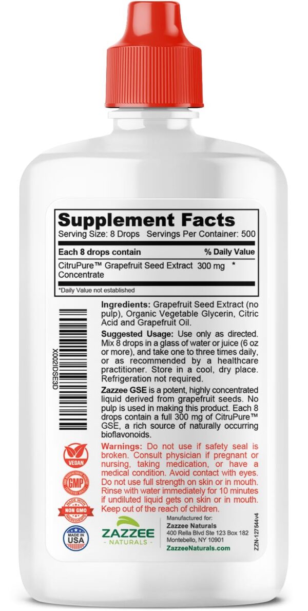 Botella extracto líquido Zazzee semillas toronja natural