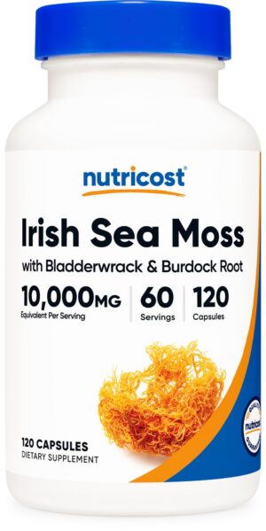 Version 1.0.0 Botella de extracto de musgo marino irlandés Nutricost de 120 cápsulas