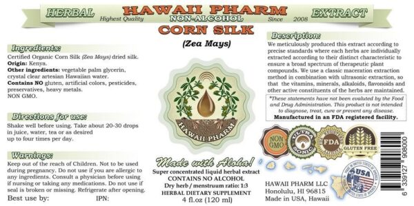 Version 1.0.0 botella extracto seda de maíz 64 oz sin alcohol orgánico