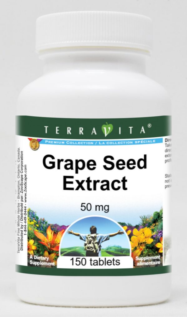 Botella de extracto de semilla de uva TerraVita 150 tabletas