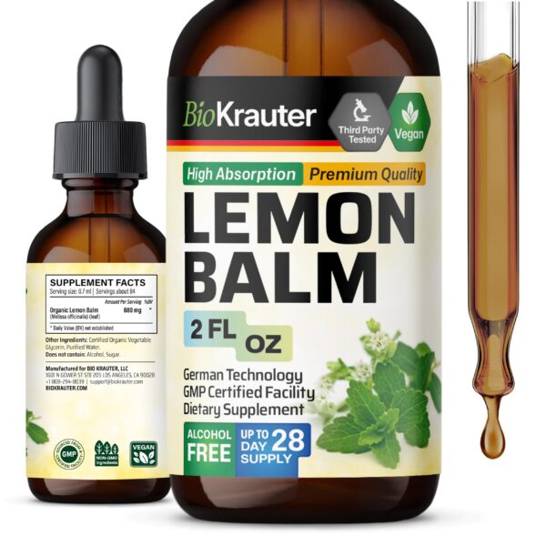 Version 1.0.0 Botella de extracto de toronjil vegano BIO KRAUTER 2 fl oz