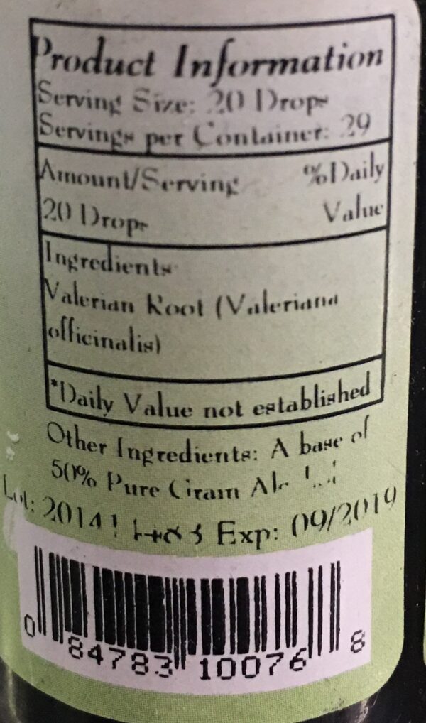 Botella extracto valeriana Best Botanicals 1 oz