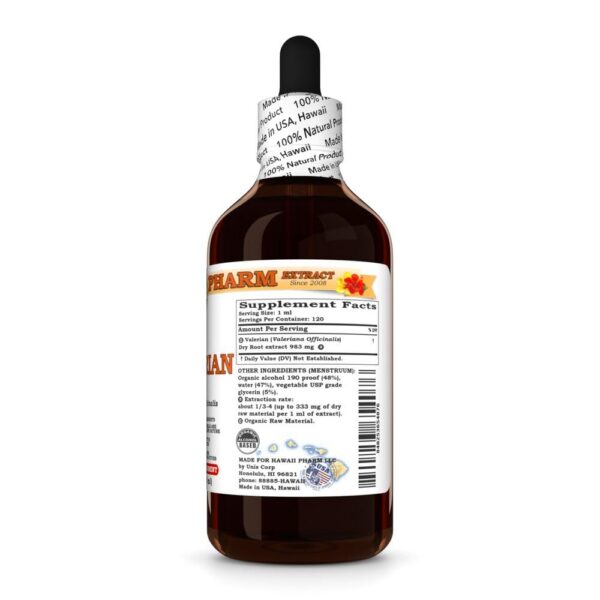 Botella del extracto de valeriana para relajación y sueño