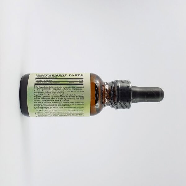 Botella frontal Holly Hill vitamina D3 líquida 2000 UI