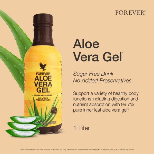 Botella gel aloe vera Forever Living lado