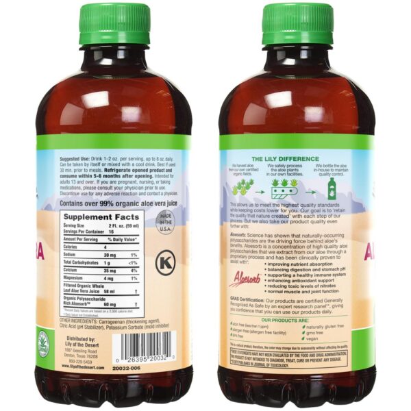Botella de gel bebible aloe vera Lily Of The Desert 32 oz