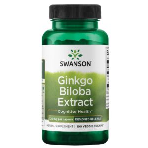 Botella de Ginkgo biloba 120 mg Swanson Ultra 100 cápsulas