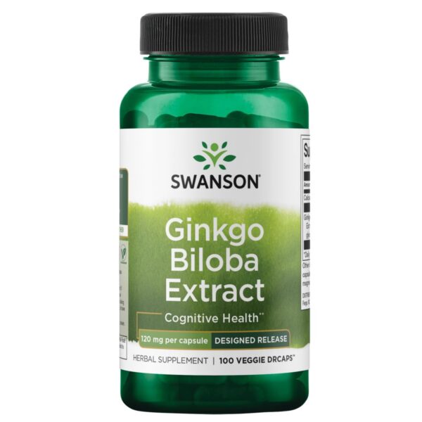 Botella de Ginkgo biloba 120 mg Swanson Ultra 100 cápsulas