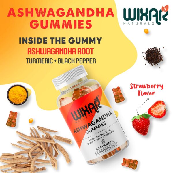 Botella de gomitas Ashwagandha Wixar Naturals 60 unidades