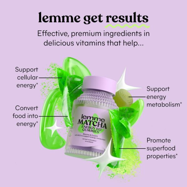 Version 1.0.0 Botella gomitas Lemme Matcha energía con B12 y CoQ10