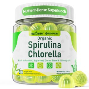 Botella de gomitas orgánicas Spirulina y Chlorella Nextdia