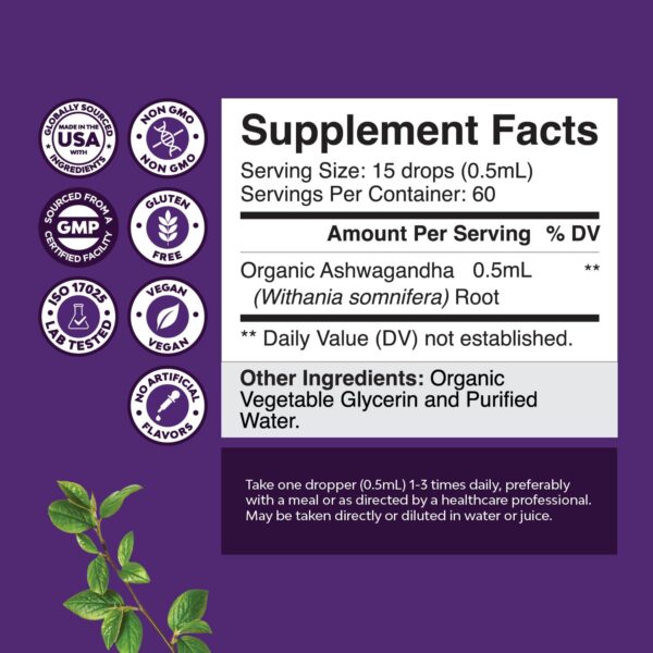 Version 1.0.0 botella gotas ashwagandha apoyo estrés y ánimo