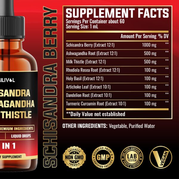 Botella gotas líquidas de Schisandra MILIVOL suplemento saludable