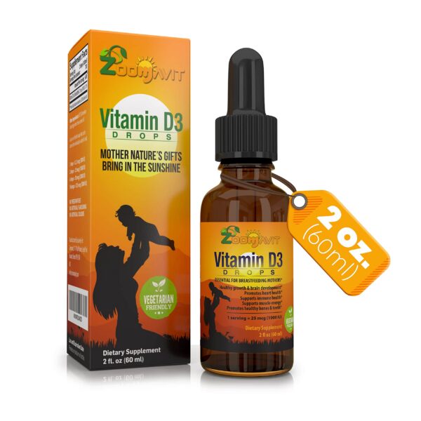 Botella de gotas líquidas de vitamina D Zoomavit para bebés