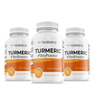 Version 1.0.0 Botella Healblend cápsulas de cúrcuma orgánica y BioPerine 60 unidades