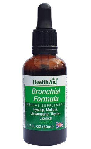 Version 1.0.0 Botella HealthAid fórmula bronquial soporte respiratorio herbal